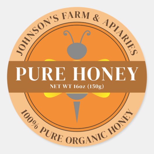 Bewerkbare Honey Custom Label Sticker (Voorkant)