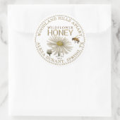 Bewerkbare Honey Jar Bee Wildflower Daisy Label (Tas)