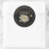 Bewerkbare Honey Jar Bee Wildflower Label Zwart (Tas)