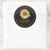 Bewerkbare Honey Jar Bee Zonnebloem Label (Tas)