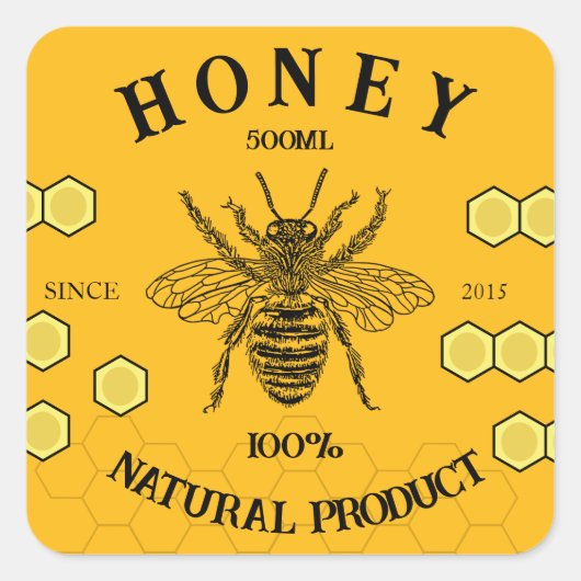 Bewerkbare Honey Jar Label Sticker (Voorkant)