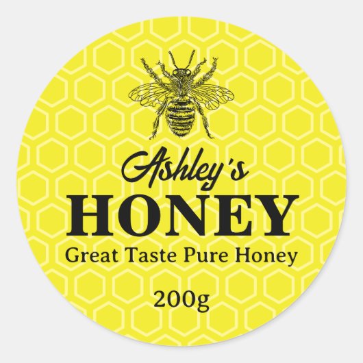 Bewerkbare Honey Jar Labels Sticker (Voorkant)