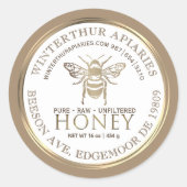 Bewerkbare Honey Jar met Bee Gold Ring Rand Ronde Sticker (Voorkant)