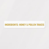 Bewerkbare Honing Ingrediënten Jar Deksel Veilighe Labels (Design 1)