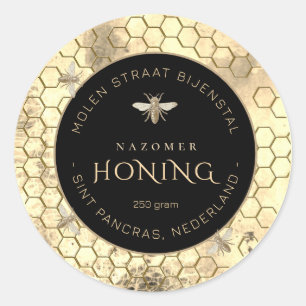 BEWERKBARE HONING LABEL bij en honingraat
