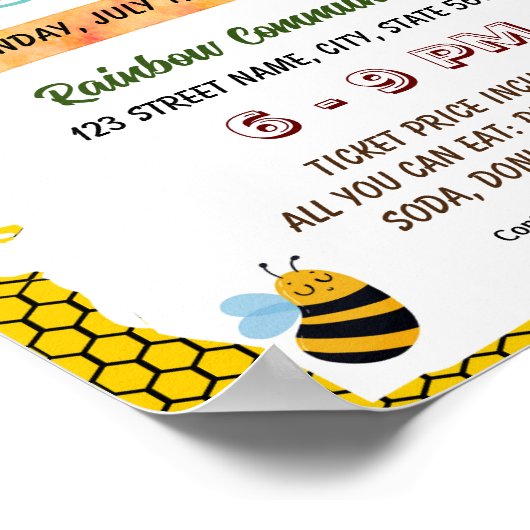 Bewerkbare honingbij terug naar school flyer poster (Hoek)