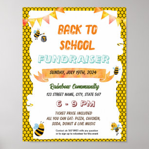 Bewerkbare honingbij terug naar school flyer poster