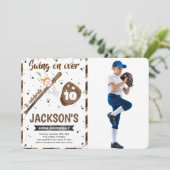 Bewerkbare honkbal foto uitnodiging (Staand voorkant)