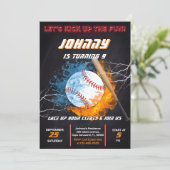 Bewerkbare honkbal verjaardagsuitnodiging Sjabloon Kaart (Staand voorkant)