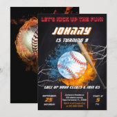 Bewerkbare honkbal verjaardagsuitnodiging Sjabloon Kaart (Voorkant / Achterkant)