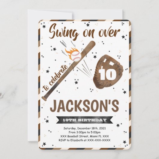 Bewerkbare honkbaluitnodiging kaart (Voorkant)