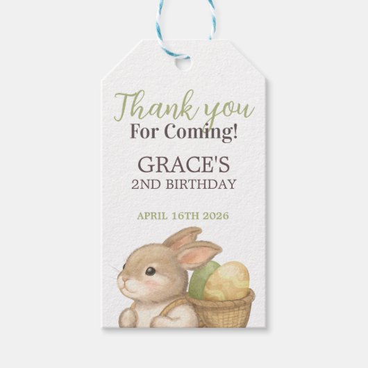 Bewerkbare Hop naar het Easter 2de verjaardagsfees Cadeaulabel (Voorkant)
