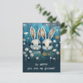 Bewerkbare Hoppy Schattigee konijntjes Valentijnsd Briefkaart (Staand voorkant)