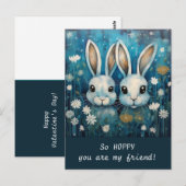 Bewerkbare Hoppy Schattigee konijntjes Valentijnsd Briefkaart (Voorkant / Achterkant)
