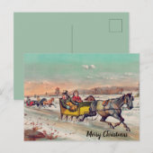 Bewerkbare  Horse en Buggy Christmas Briefkaart (Voorkant / Achterkant)