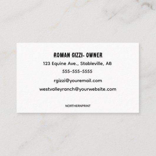 Bewerkbare Horse Ranch Visitekaartje (Achterkant)