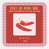 Bewerkbare Hot Pepper Sauce Vierkante Sticker (Voorkant)