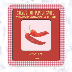 Bewerkbare Hot Pepper Sauce Vierkante Sticker