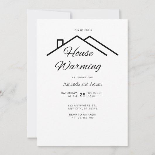 Bewerkbare House Warming Invitation Simple Minimal Kaart (Voorkant)