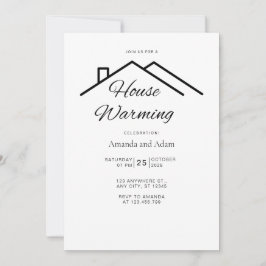 Bewerkbare House Warming Invitation Simple Minimal Kaart