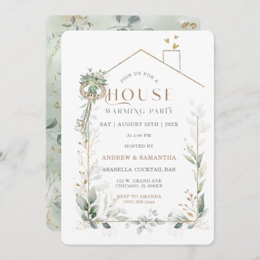 Bewerkbare House Warming uitnodiging (Voorkant / Achterkant)