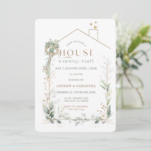 Bewerkbare House Warming uitnodiging (Staand voorkant)
