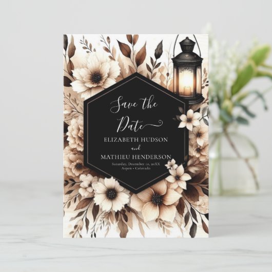 Bewerkbare houten rustieke bruiloft save the date (Staand voorkant)