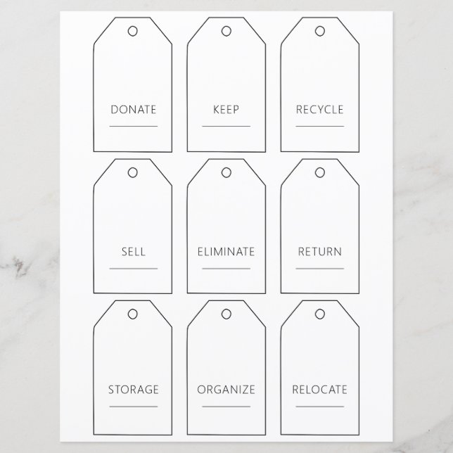 Bewerkbare Huis Opruiming Tag Set (Voorkant)