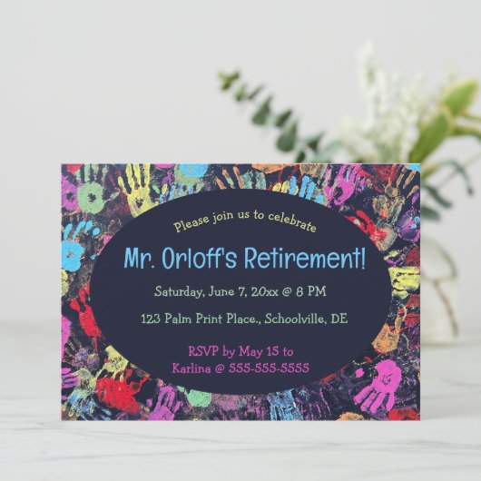 Bewerkbare Human Touch Teacher's Retirement Kaart (Staand voorkant)