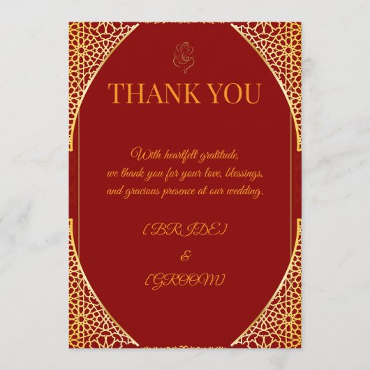 Bewerkbare Huwelijks Dankbetuiging Bedankkaart (Voorkant)