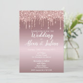 Bewerkbare huwelijksuitnodiging in Roos Gold Kaart (Staand voorkant)