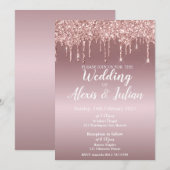 Bewerkbare huwelijksuitnodiging in Roos Gold Kaart (Voorkant / Achterkant)