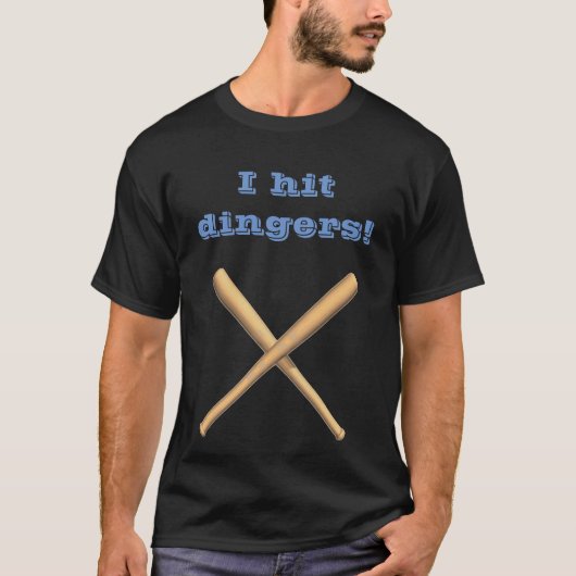 Bewerkbare I Hit Dingers Baseball T-shirt (Voorkant)