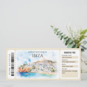 Bewerkbare Ibiza Plane Boarding Pass Ticket Kaart (Staand voorkant)