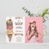 Bewerkbare Ice Cream Foto uitnodiging (Staand voorkant)