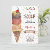 Bewerkbare Ice Cream verjaardagsuitnodiging Kaart (Staand voorkant)