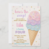 Bewerkbare Ice Cream verjaardagsuitnodiging Kaart (Voorkant)