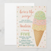 Bewerkbare Ice Cream verjaardagsuitnodiging Kaart (Voorkant / Achterkant)