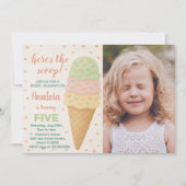 Bewerkbare Ice Cream verjaardagsuitnodiging Kaart (Voorkant)