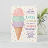 Bewerkbare Ice Cream verjaardagsuitnodiging voor k Kaart (Staand voorkant)