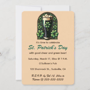Bewerkbare Ierse Groene Bier Shamrock St Patrick's Kaart