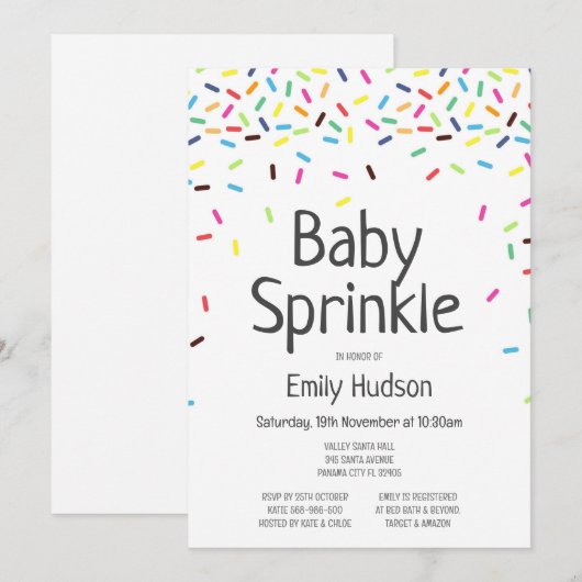 Bewerkbare ijs baby sprinkle uitnodiging (Voorkant / Achterkant)