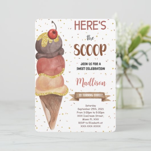 Bewerkbare ijs verjaardagsuitnodiging kaart (Staand voorkant)