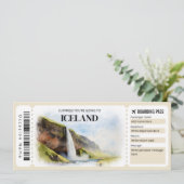 Bewerkbare IJsland Boarding Pass Vliegticket Kaart (Staand voorkant)
