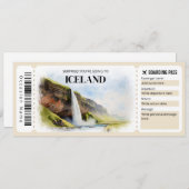 Bewerkbare IJsland Boarding Pass Vliegticket Kaart (Voorkant / Achterkant)