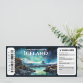 Bewerkbare IJsland Boarding Pass Vliegticket Kaart (Staand voorkant)