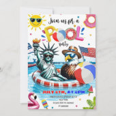 Bewerkbare Independence Day Pool Party Patriotic 4 Kaart (Voorkant)