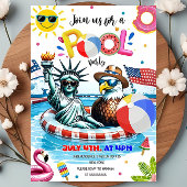 Bewerkbare Independence Day Pool Party Patriotic 4 Kaart