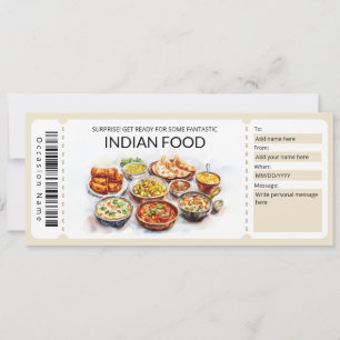 Bewerkbare Indiase Food Gift Voucher Sjabloon Kaart