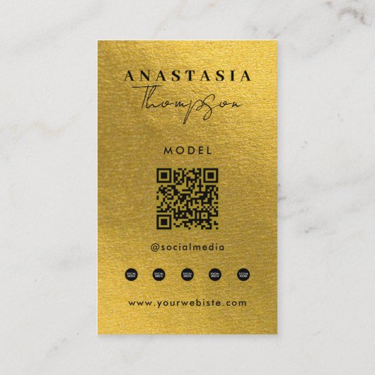 Bewerkbare Influencer Content Creator Gold Visitekaartje (Achterkant)